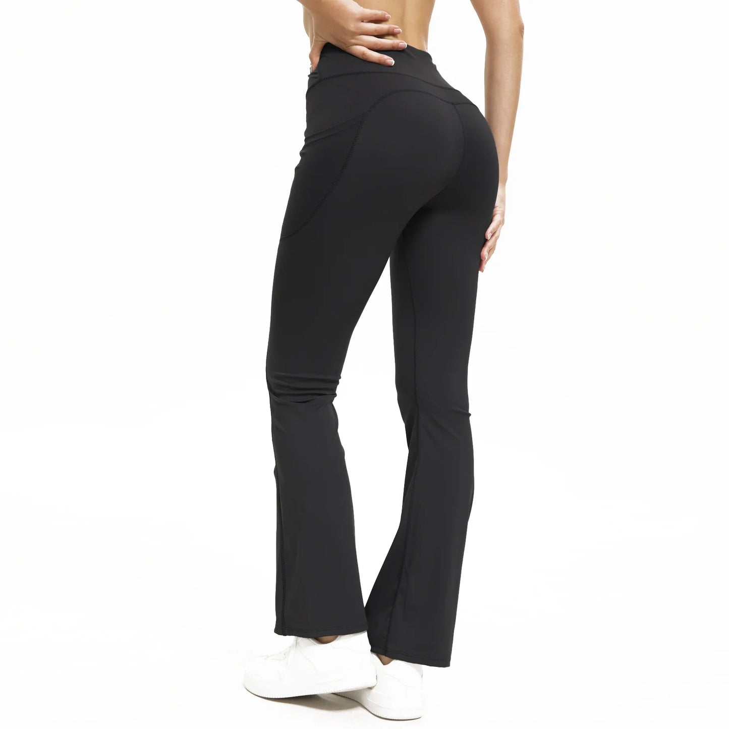 Three Pack Bootcut Yoga Pants With Pockets Women Stretchy Breathable