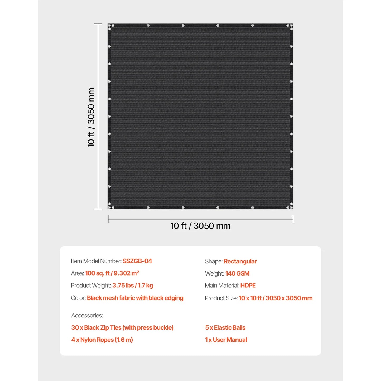 SucceBuy 90 Percent Sun Shade Cloth HDPE Canopy For Outdoors