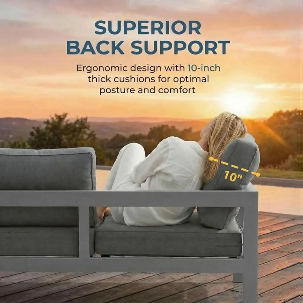 Metal Patio Furniture Set With All Weather Cushions