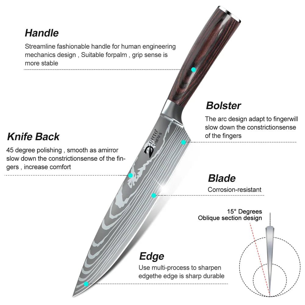 MDHAND Damascus Stainless Steel Kitchen Knife Set Pro