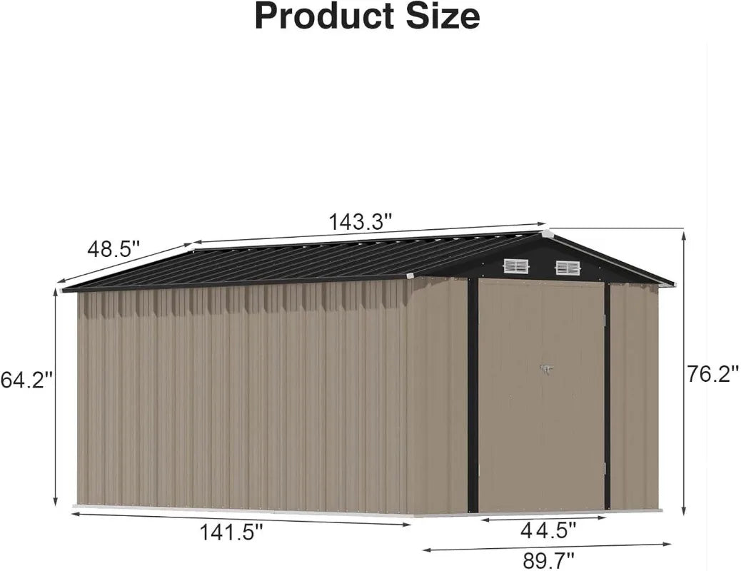 Outdoor Steel Storage Shed With Lockable Doors For Tools