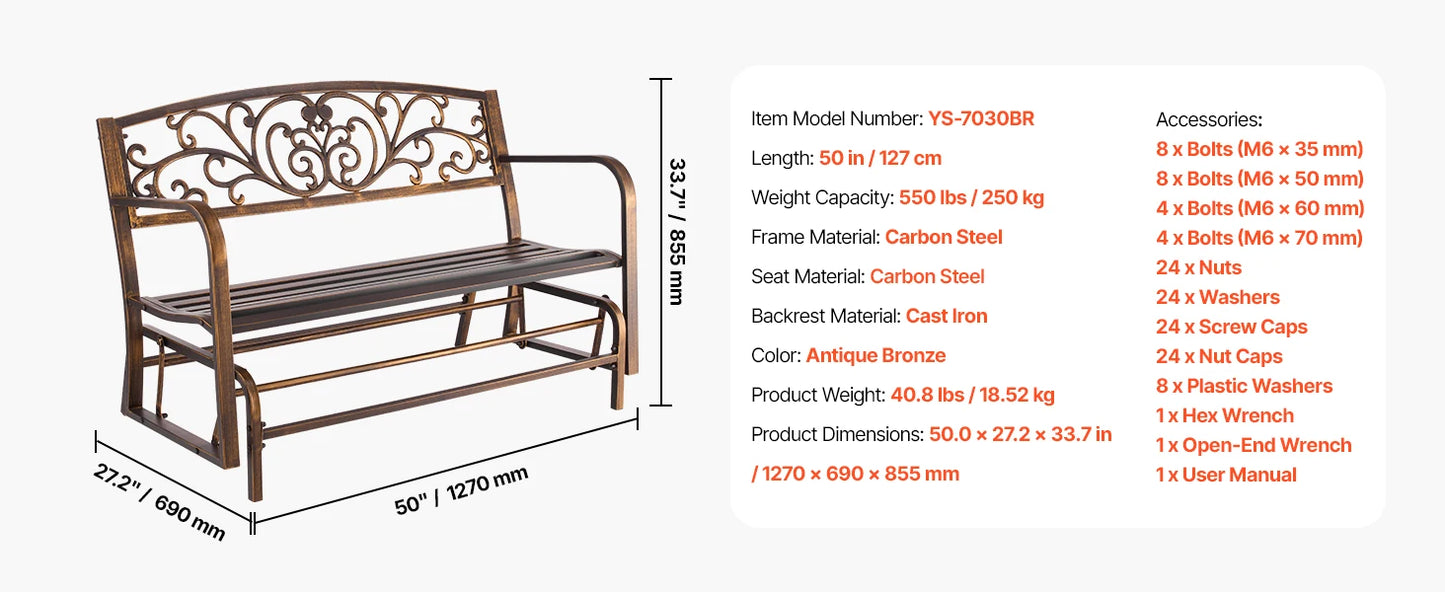 SucceBuy Outdoor Wooden Metal Garden Bench Load Capacity 480 Lb