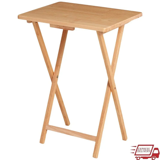 Indoor Folding TV Tray Table Portable Lightweight Rubberwood No Assembly
