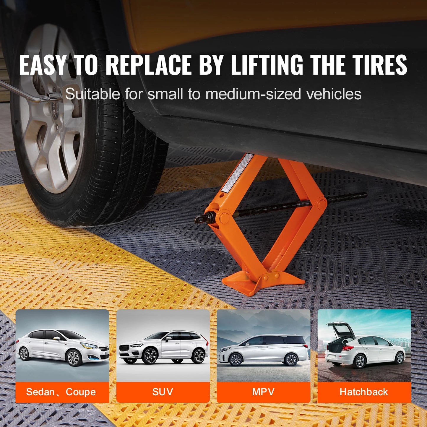 SucceBuy Scissor Jack 2.5 Ton Lift For Cars SUVs Portable