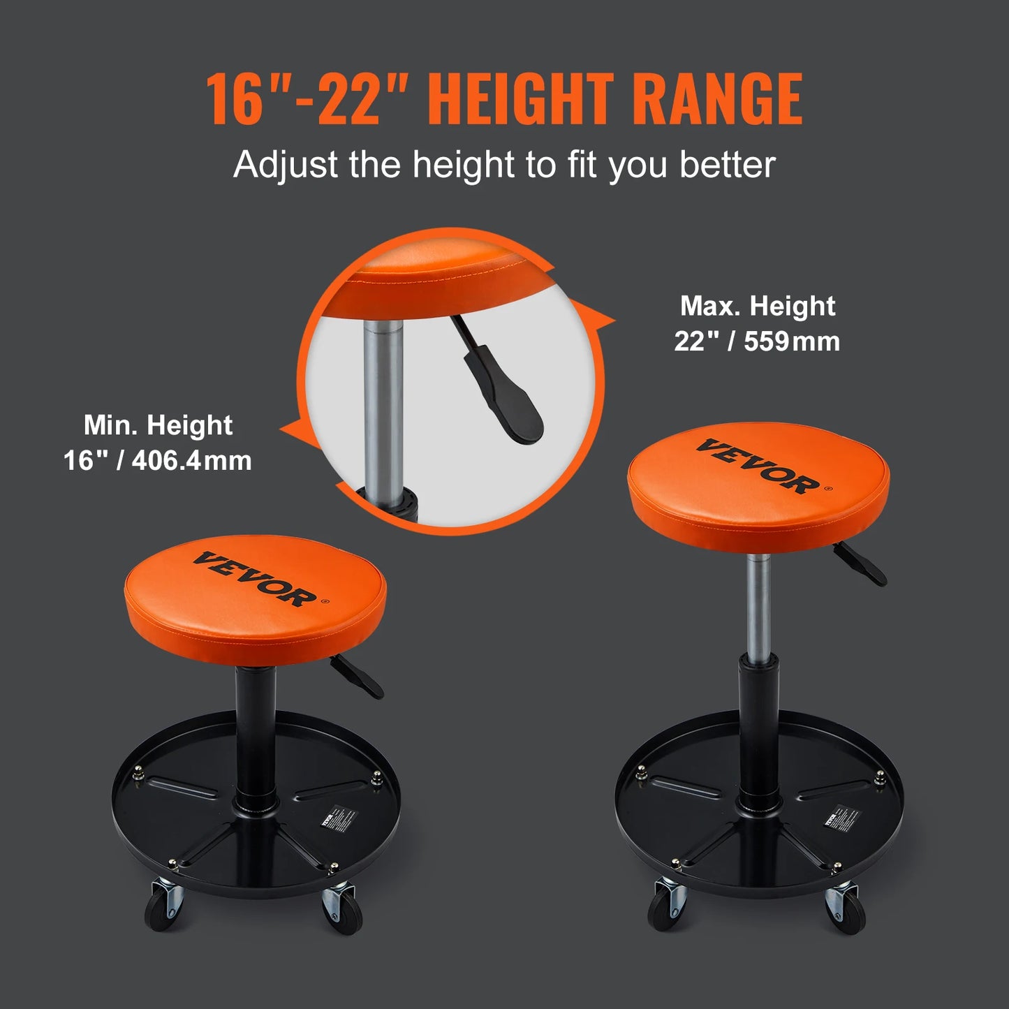 SucceBuy Mechanic Stool Padded Rolling Pneumatic Creeper For Garage Repair