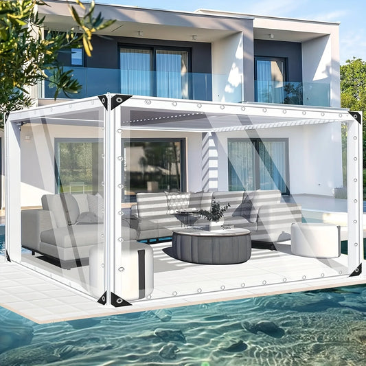 Hign-concerned Transparent Waterproof Tarpaulin With Sealing Rings For Courtyard Gardens