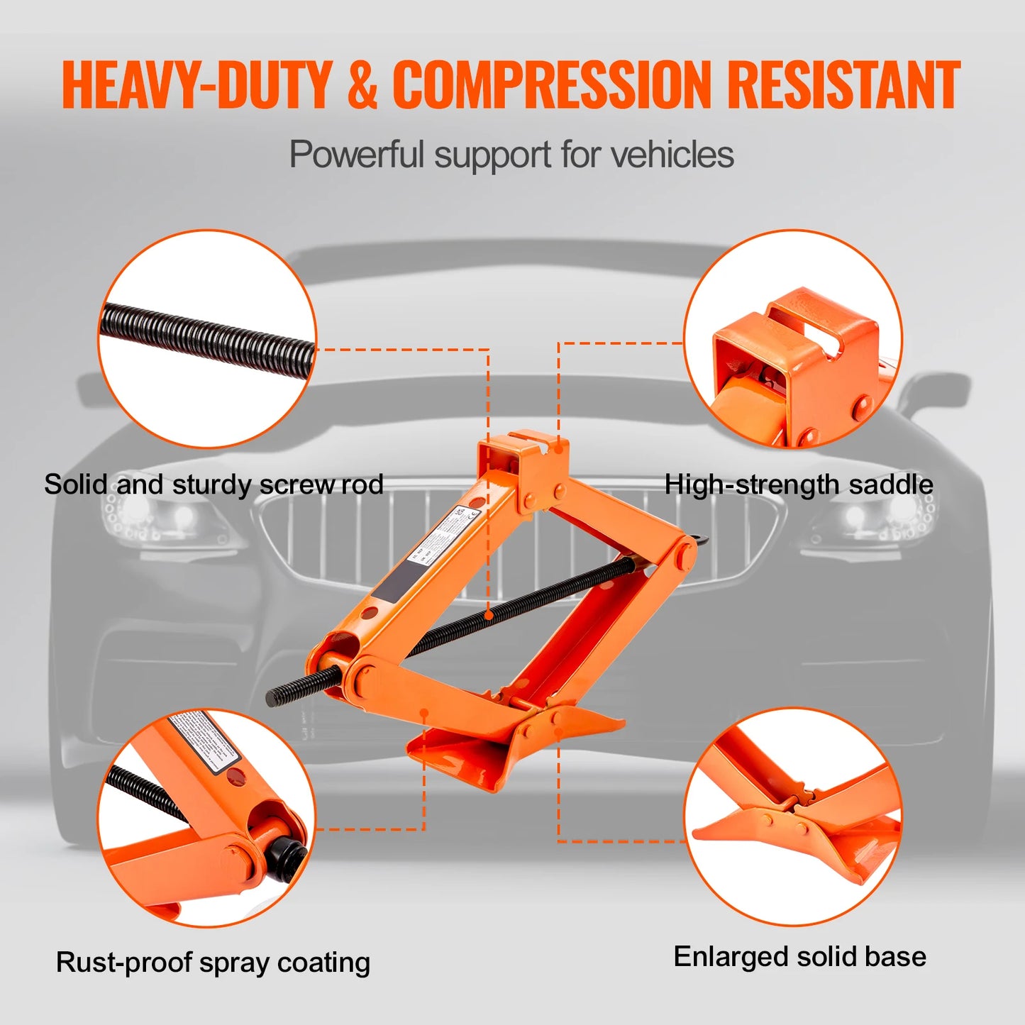 SucceBuy Scissor Jack 2.5 Ton Lift For Cars SUVs Portable