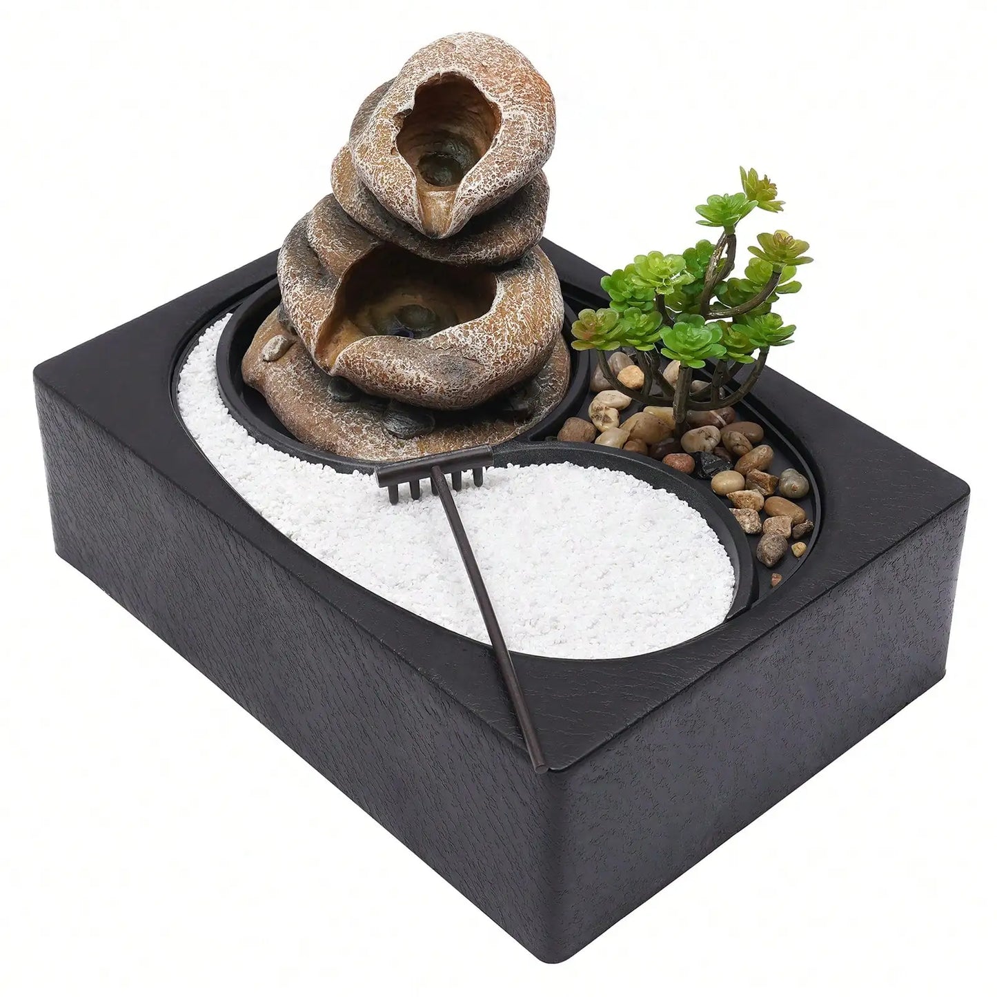 Hign Concerned Tabletop LED Waterfall Zen Fountain Bonsai