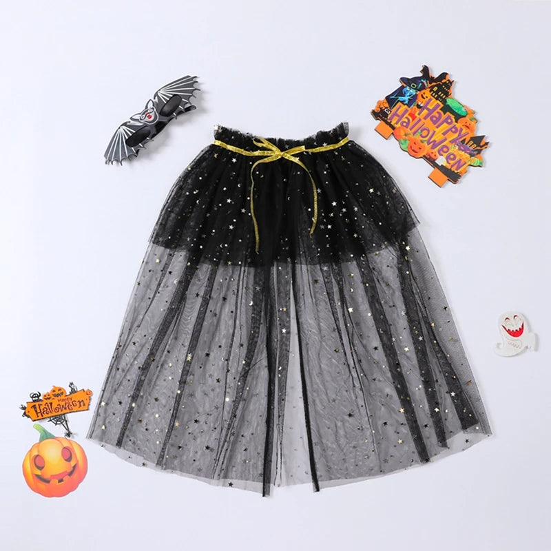 CN Guangdong Glitter Stars Moon Princess Cape Costume for Toddlers