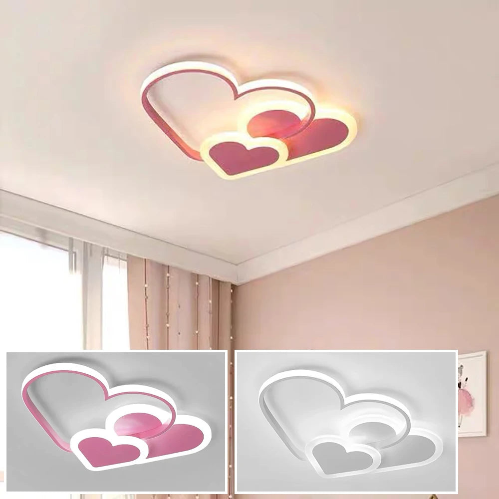 Modern LED Heart Shape Ceiling Light for Kids Room Decor