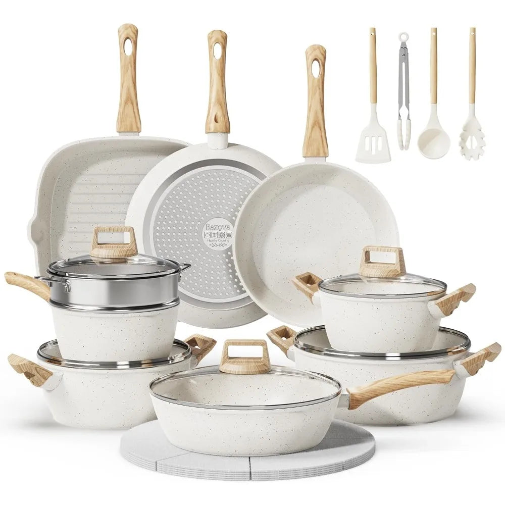 Iosn 24 Piece Nonstick Ceramic Cookware Set Induction