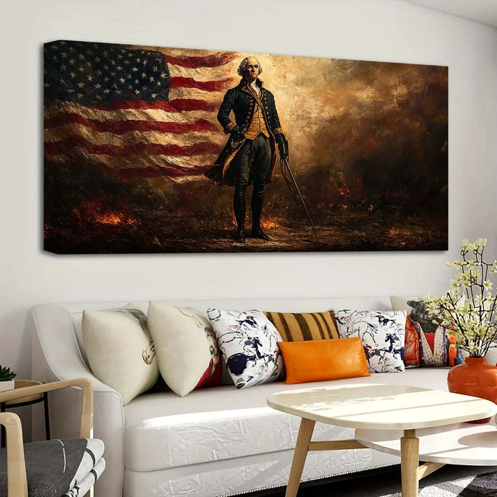 Hign-concerned George Washington American Flag Painting