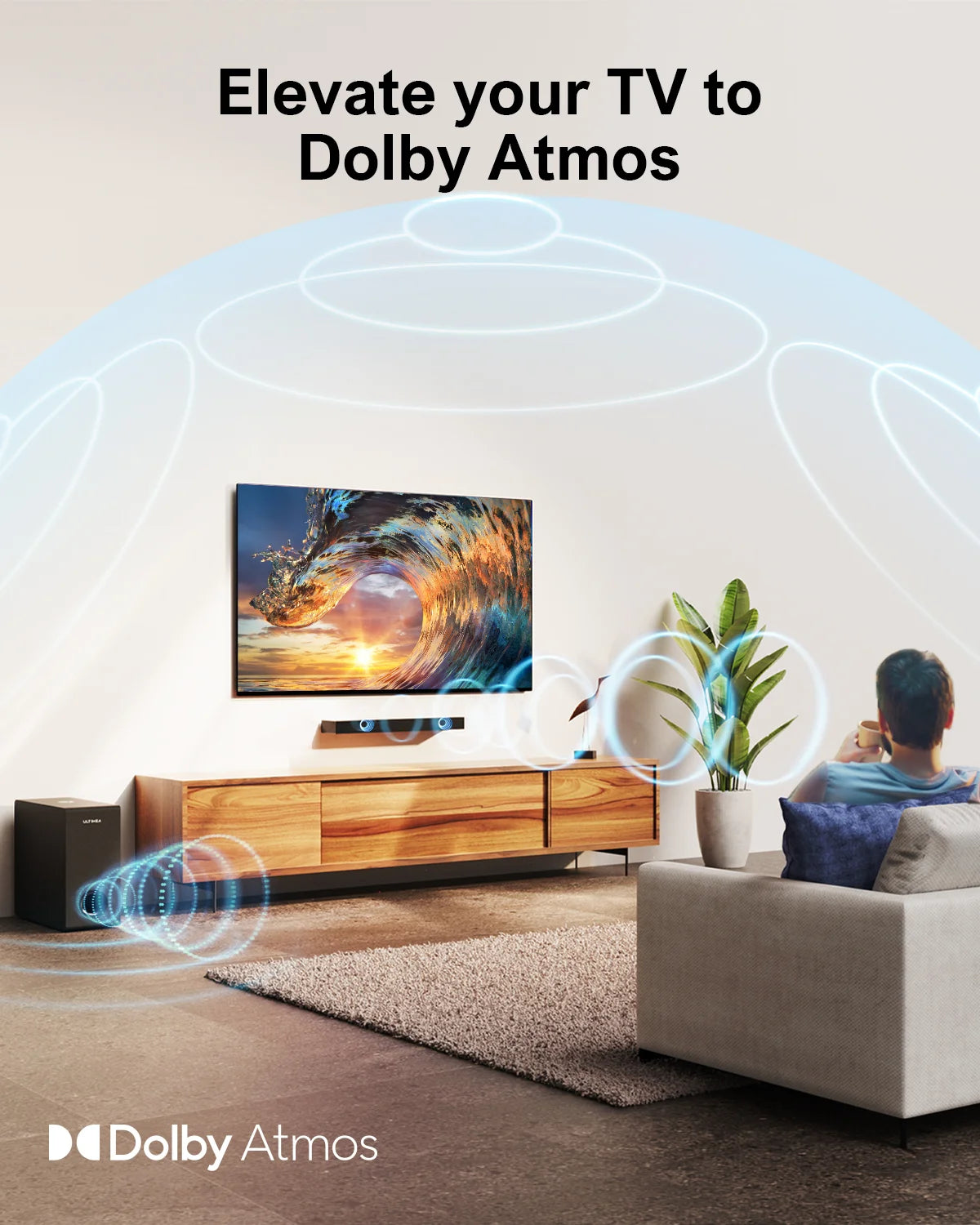 ULTIMEA 2.1 Sound Bar for TV Dolby Atmos with Subwoofer