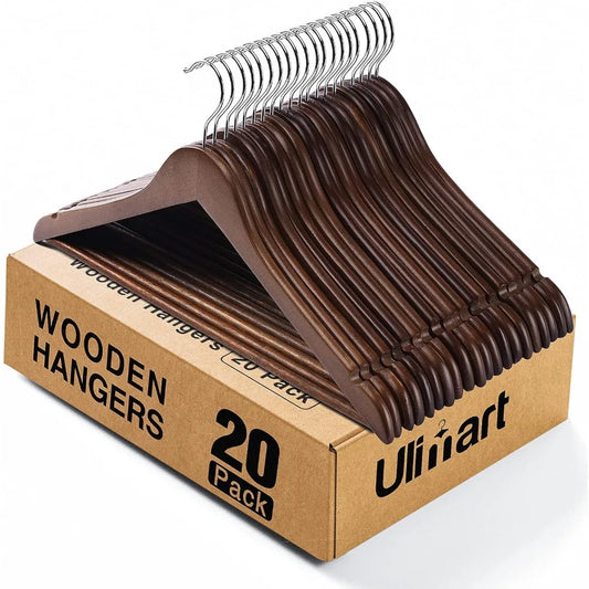Walnut Wood Hangers 20 Pack Heavy Duty Closet Hangers