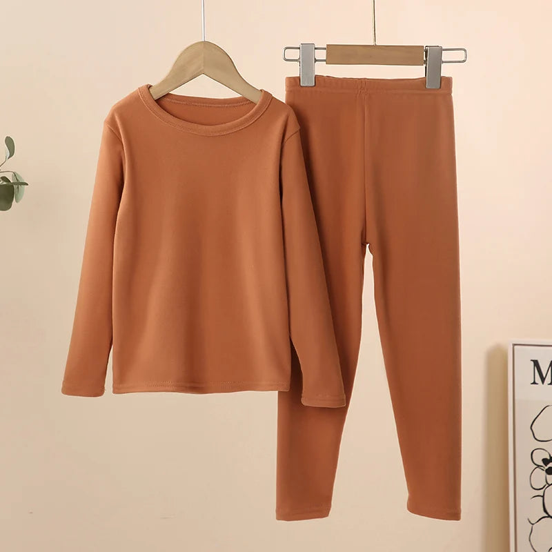 NONECN 2 Piece Children's Thermal Underwear Set For Winter