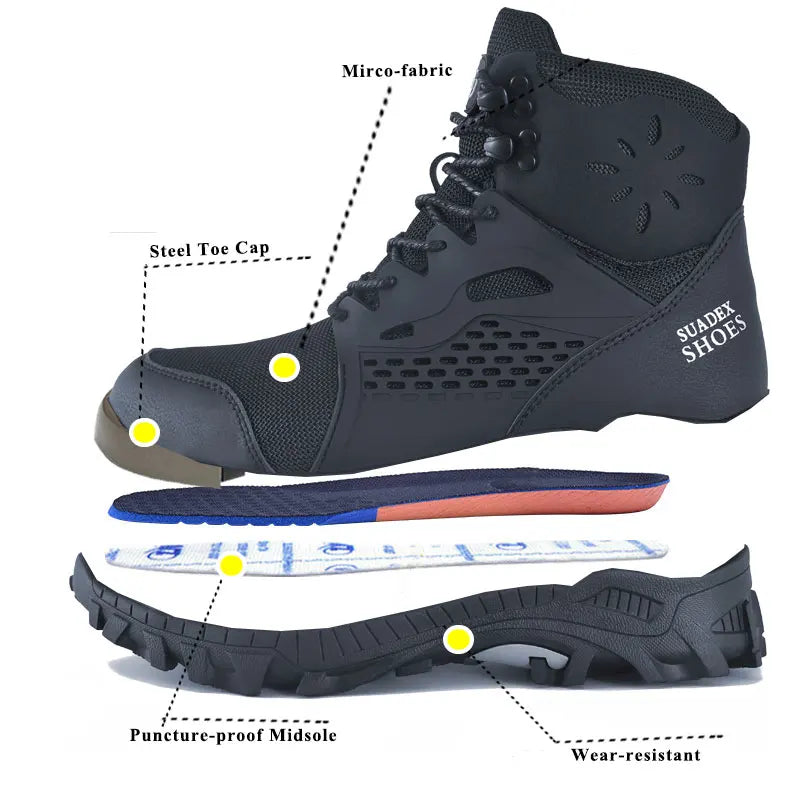 SUADEX S1 Safety Boots Steel Toe Work Shoes for Men Women