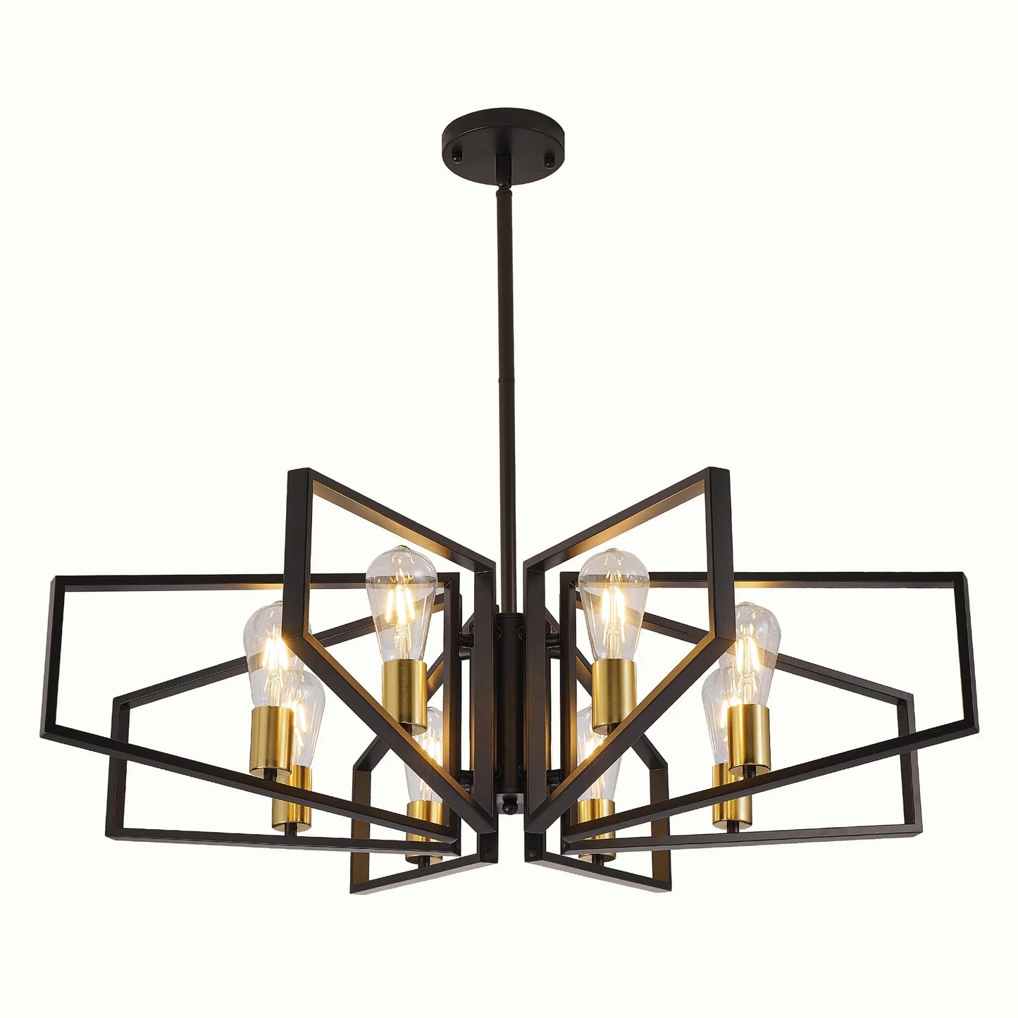 Modern Geometric Chandelier With Adjustable Height Pendant