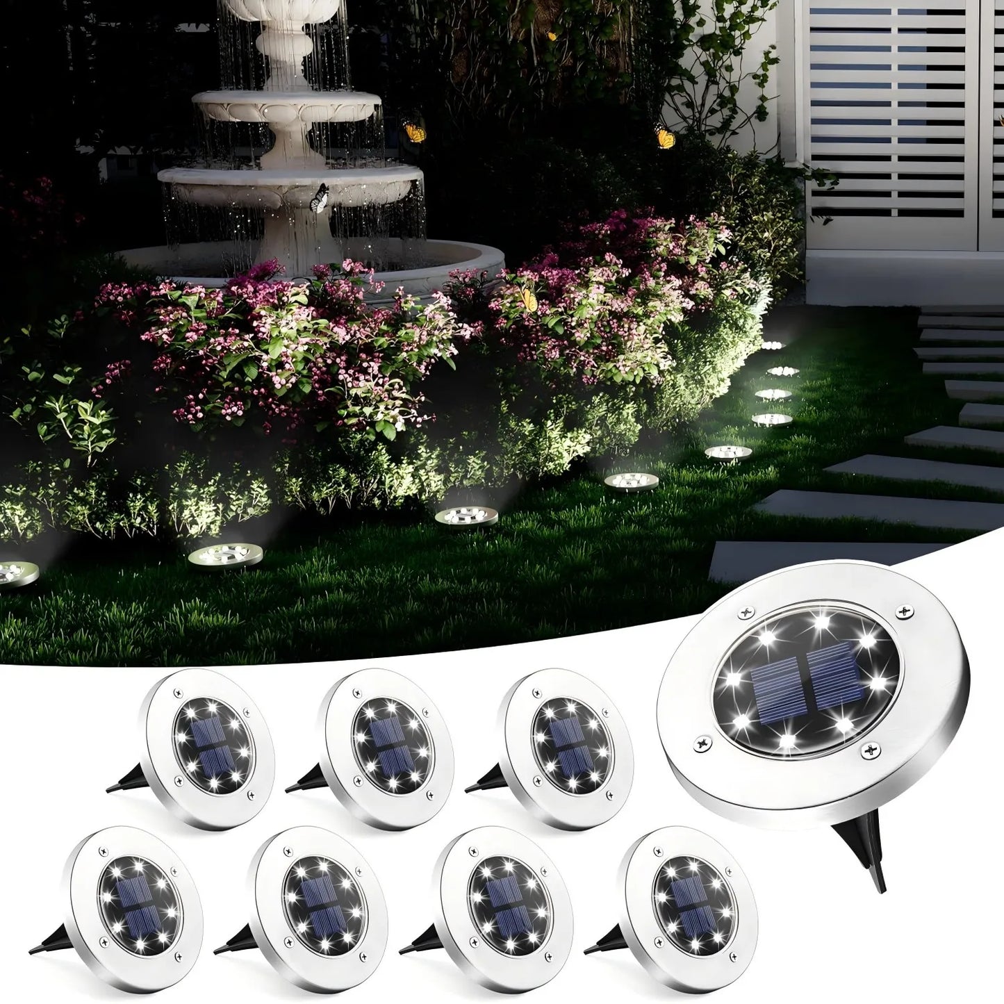 KPSTEK Solar Lights Outdoor 8 LED Landscape Pathway Garden