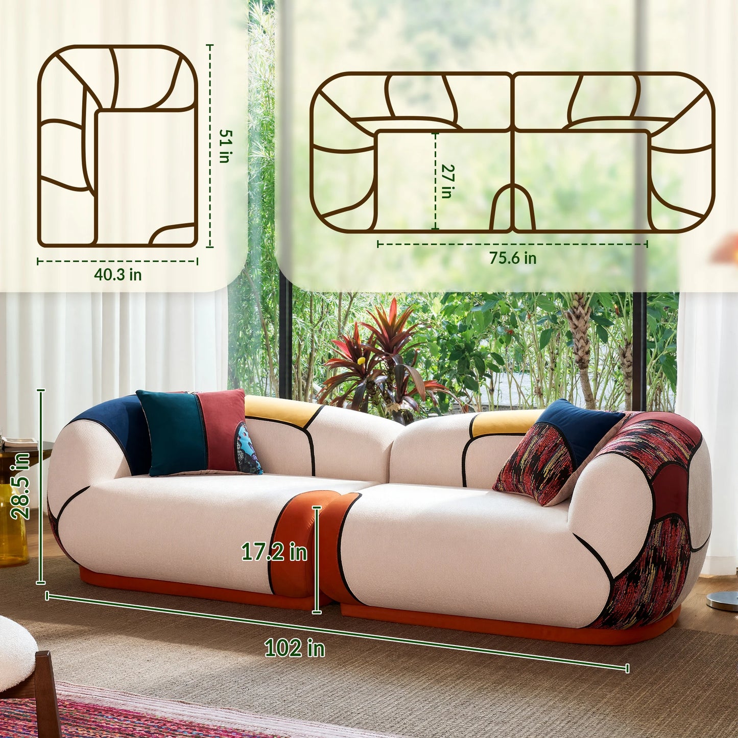 Modern Curved Chenille Sofa Minimalist Living Room