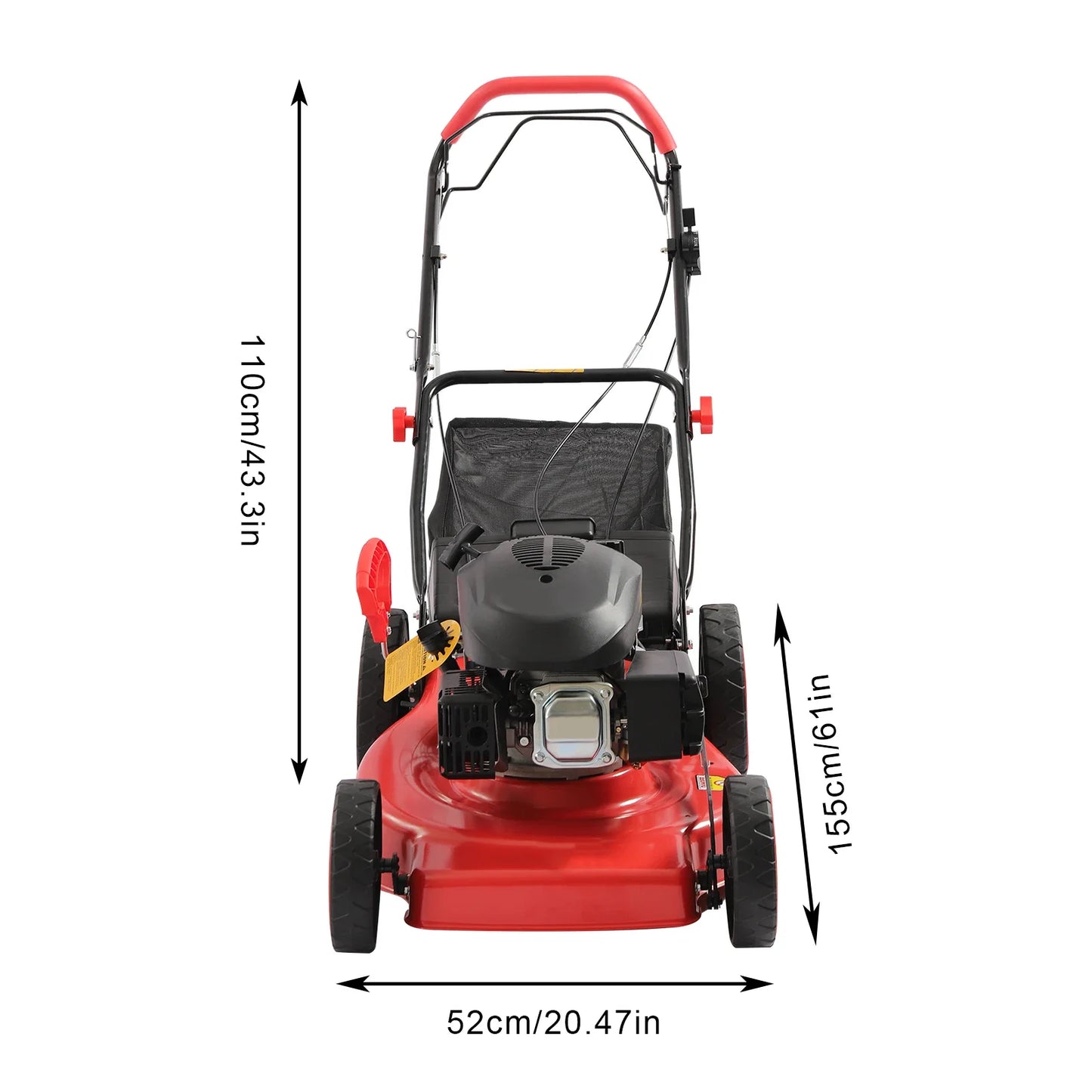 Bymaocar Gas Lawn Mower 140cc 4 Stroke 3in1 Rear Bag