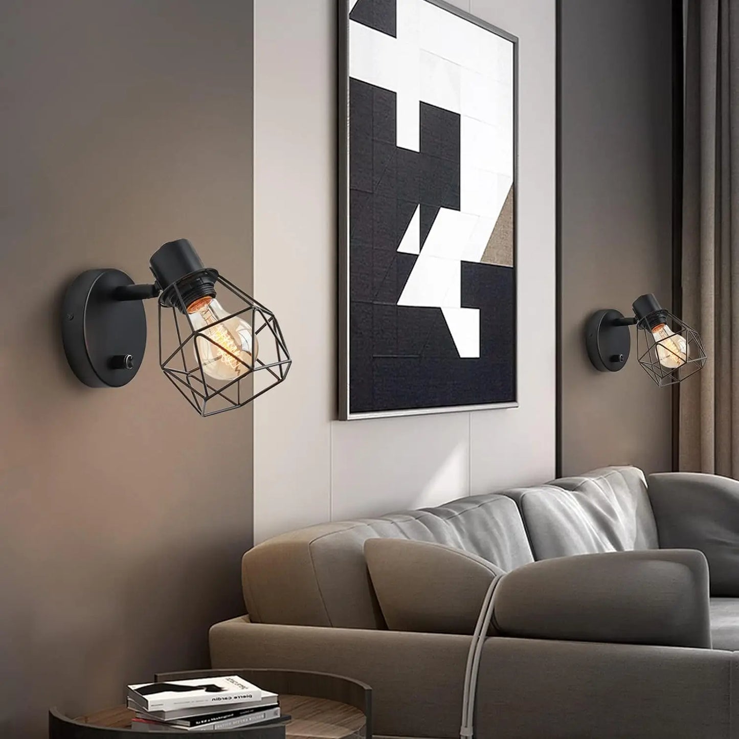 Lightess Vintage Cage Wall Sconce With Dimmer Adjustable Head