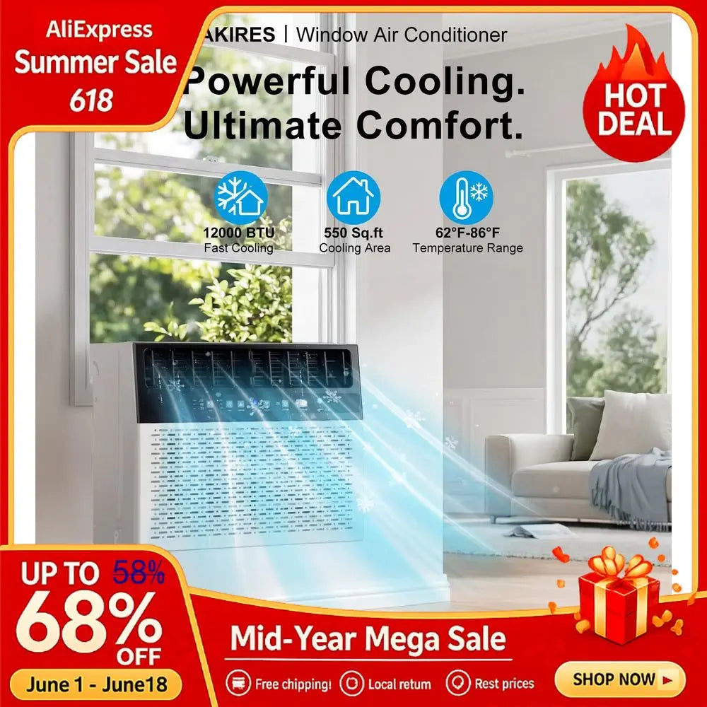 UShaped Window Air Conditioner 12000 BTU 6in1 Unit