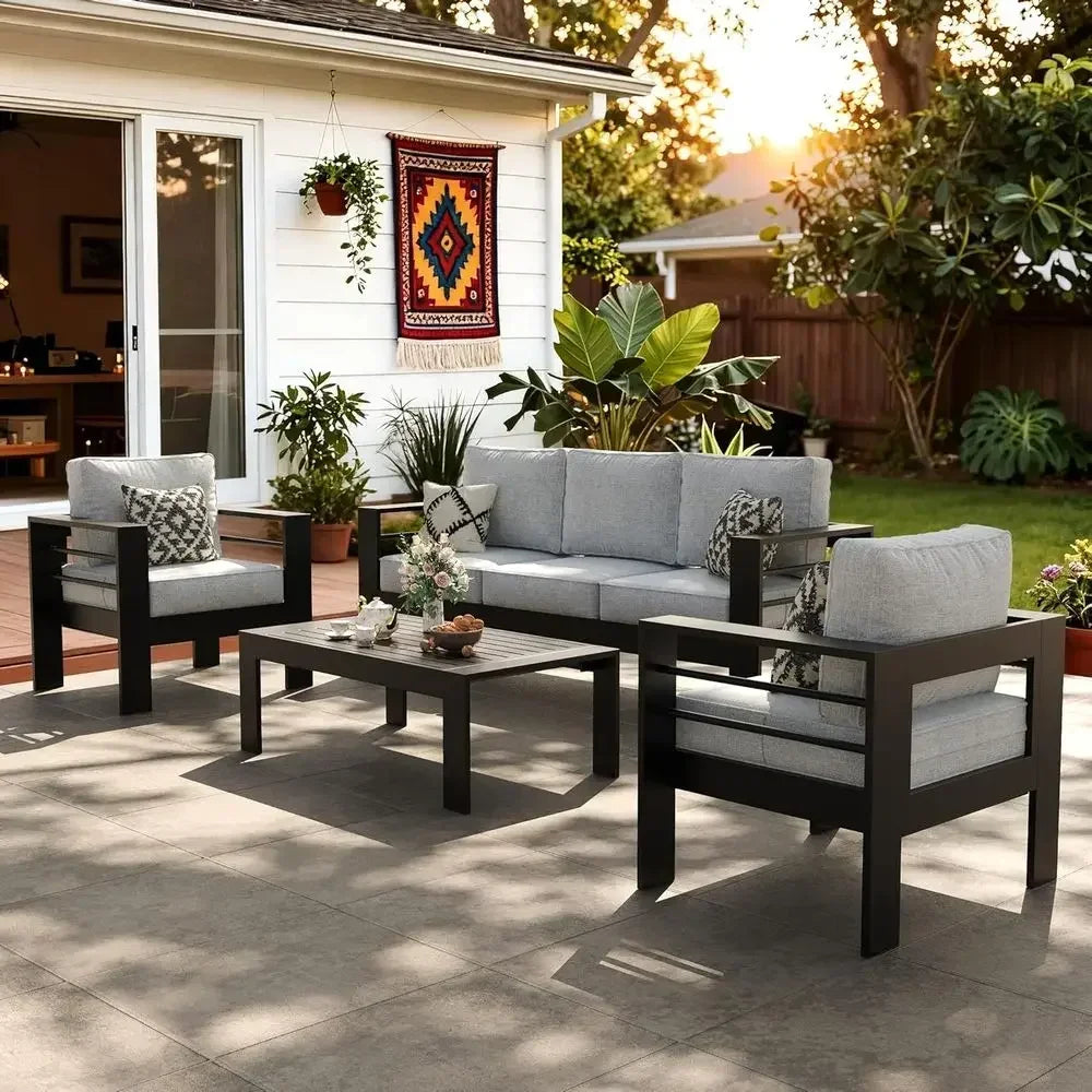 Outdoor Furniture Set 4 Piece Patio Sectional Sofa Coffee Table