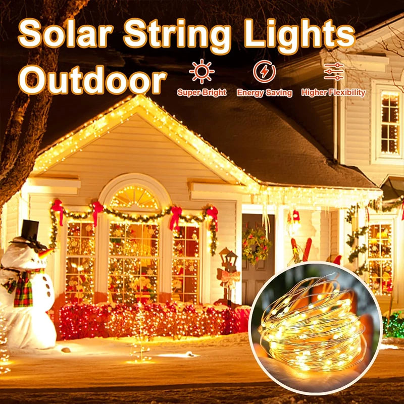 IRILUCN Solar LED String Lights Outdoor Garland Lamp