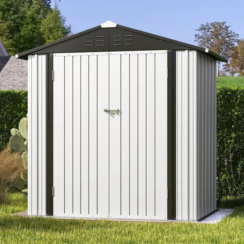 Outdoor Steel Storage Shed With Lockable Doors For Tools