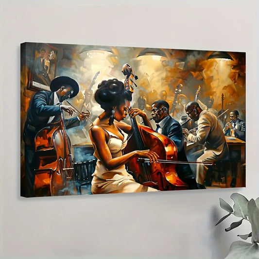 Hign-Concerned Pine Frame Deco Wall Art African Performers