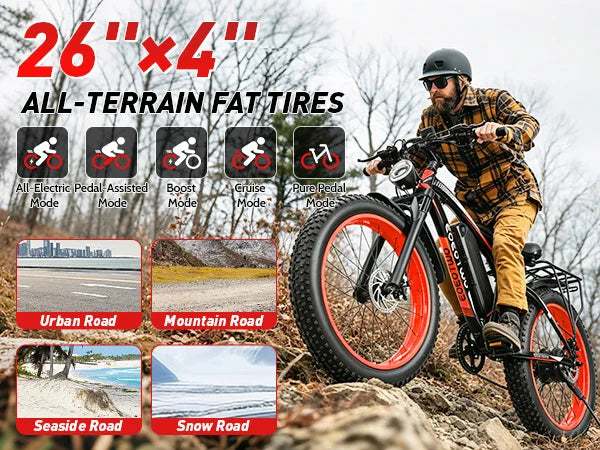 EOEOTWO 1500W Fat Tire Electric Bike For Adults 34MPH