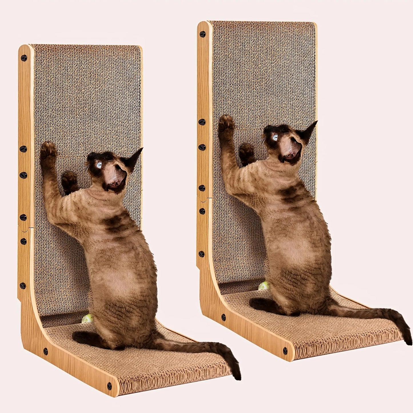 Cat Scratcher Board With Ball Toy Cardboard Vertical L Shape