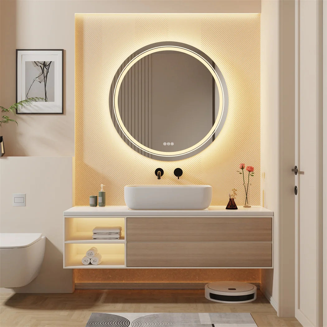 LUVODI Round Smart Mirror With Touch Screen Illumination