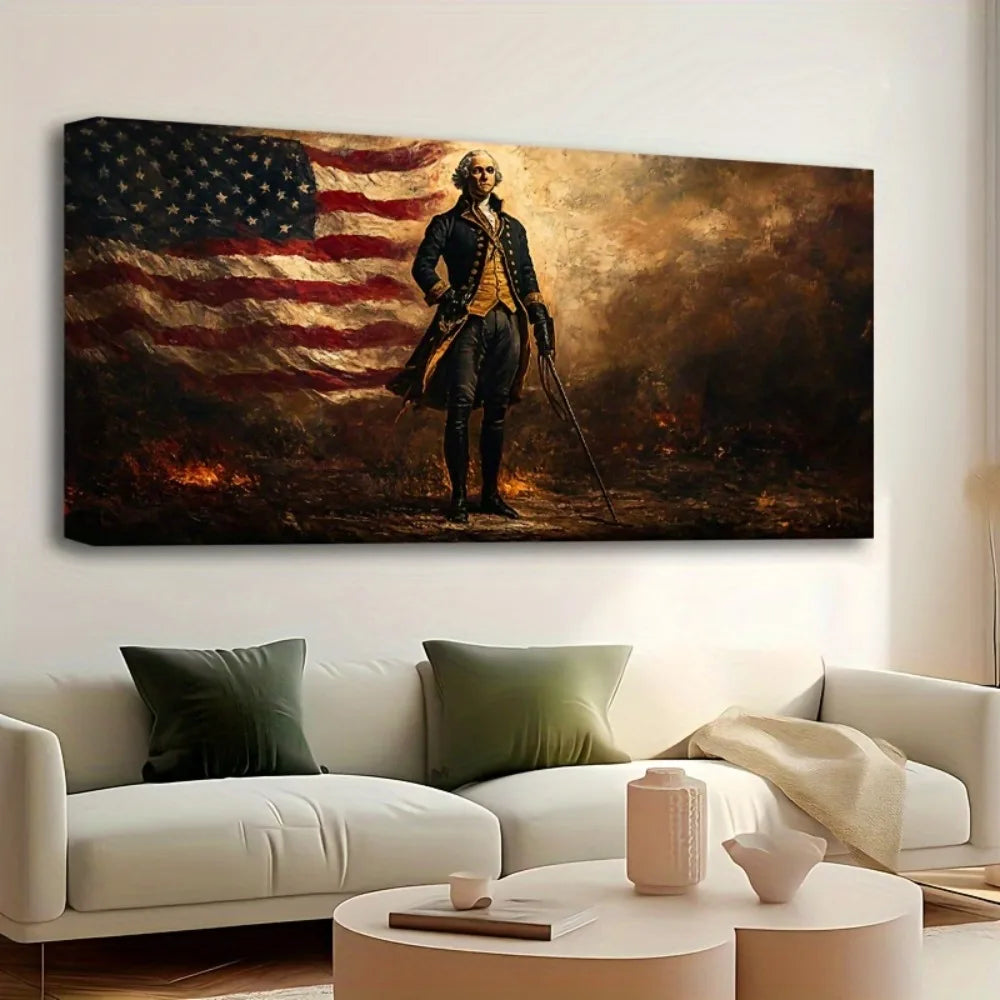 Hign-concerned George Washington American Flag Painting