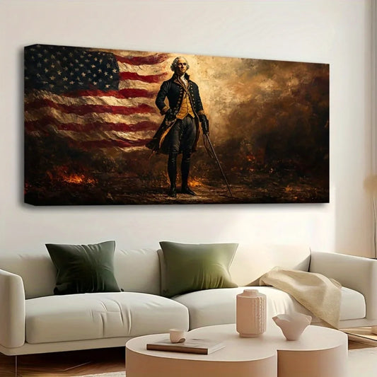 Hign-concerned George Washington American Flag Painting