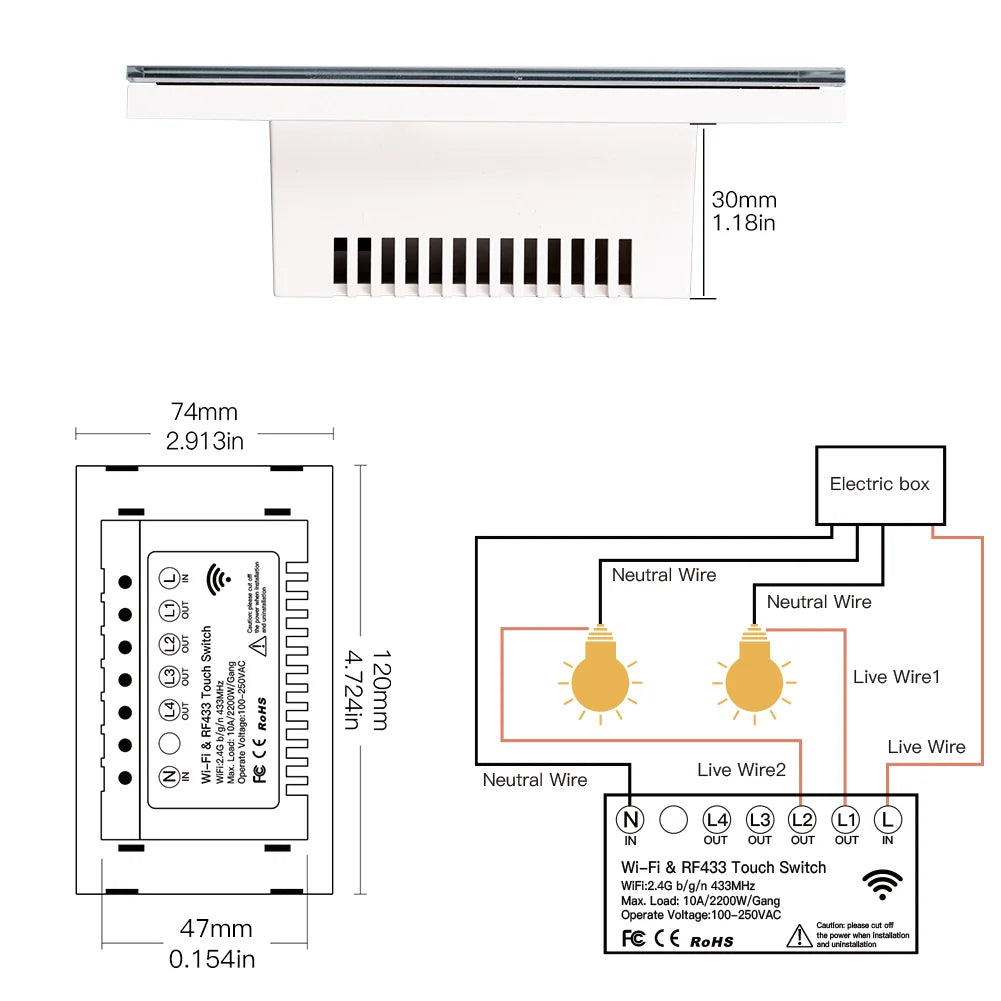 MOES Glass Panel Switch WiFi Tuya Smart Life Google Alexa