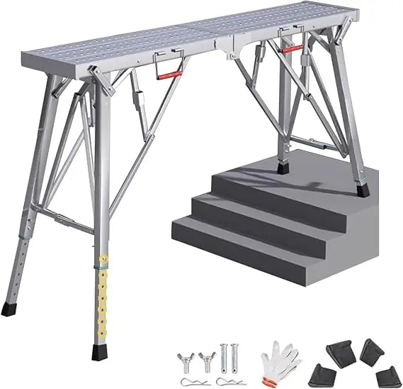 Aluminum Portable Scaffolding Platform Adjustable Height Folding Work Platform