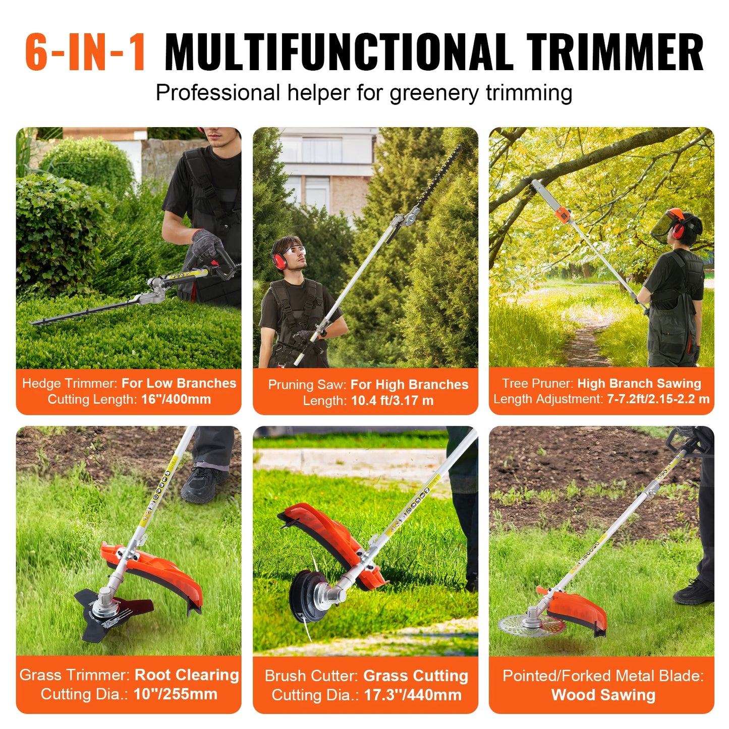 SucceBuy 52cc Six In One Gas Hedge Trimmer Weed Eater Edger