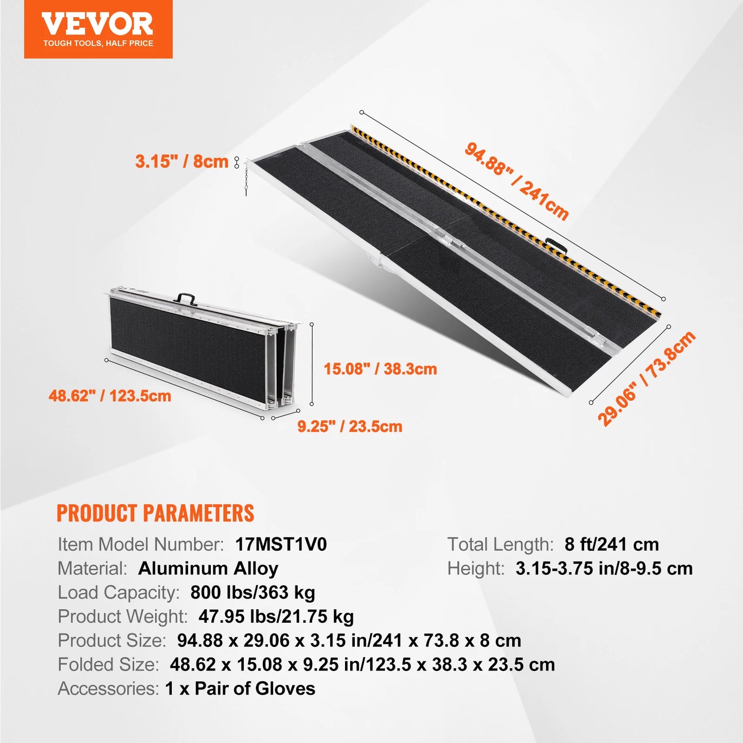 SucceBuy Portable Non Slip Aluminum Folding Wheelchair Ramp