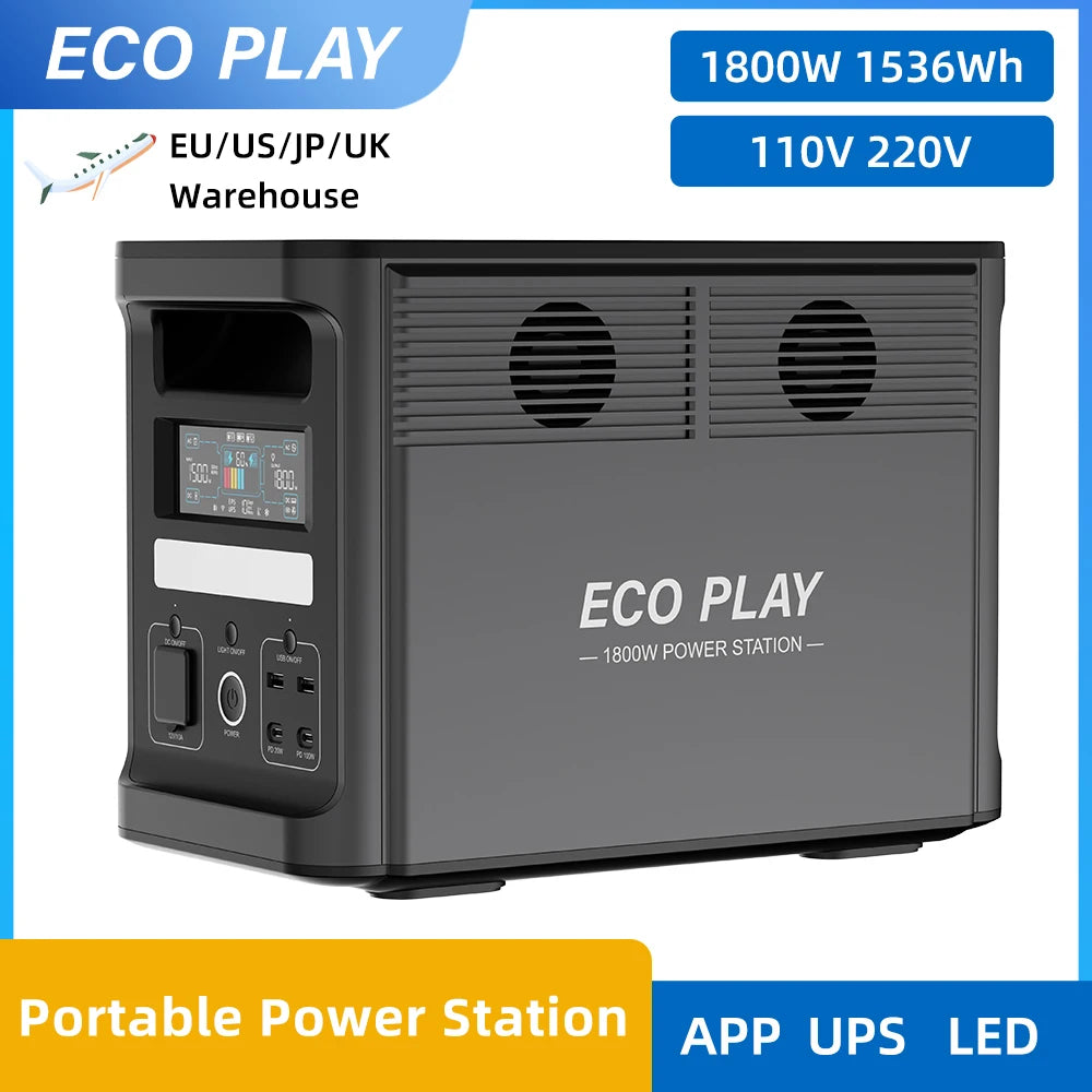 Eco Play EP1800 1536Wh LiFePO4 Portable Power Supply