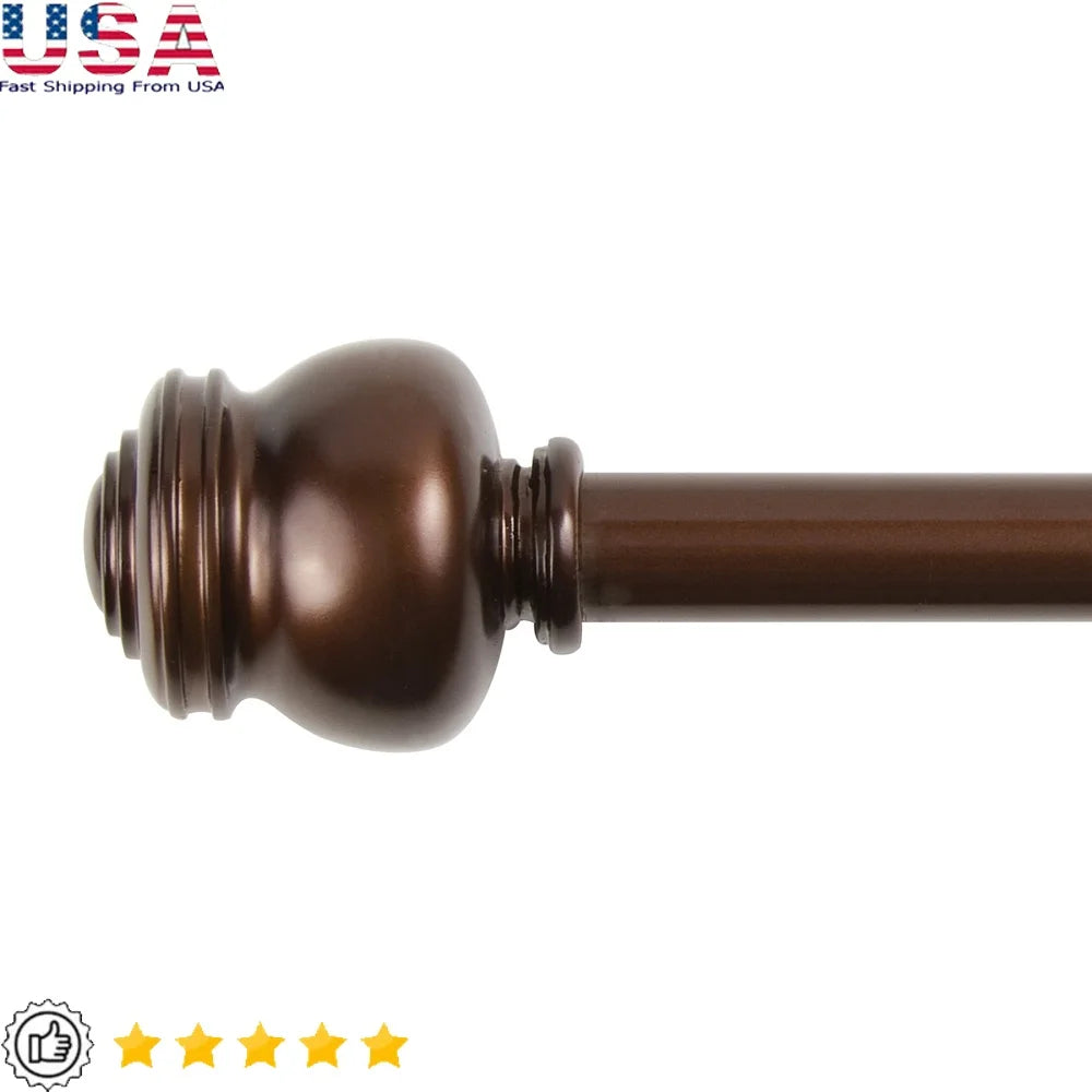 XMSJ Adjustable Curtain Rod With Finials And Brackets