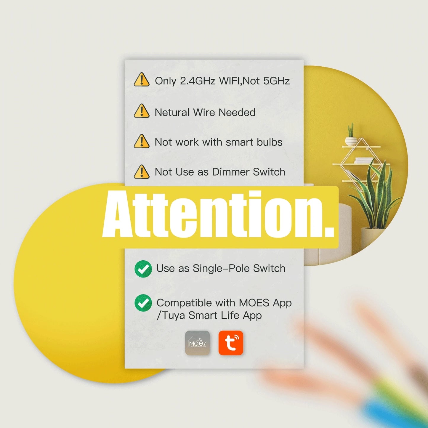 MOES Tuya WiFi Smart Light Switch US Single Pole Neutral