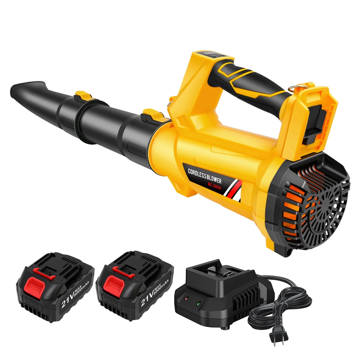 Cordless 21V Leaf Blower With 2 Batteries 170MPH High Power
