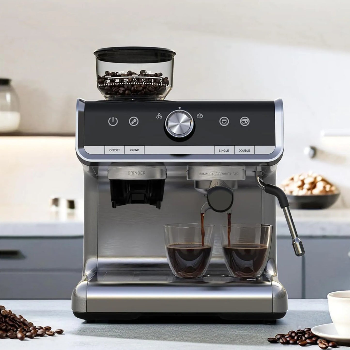 Acekool 20 Bar Espresso Machine With Grinder For Latte Cappuccino