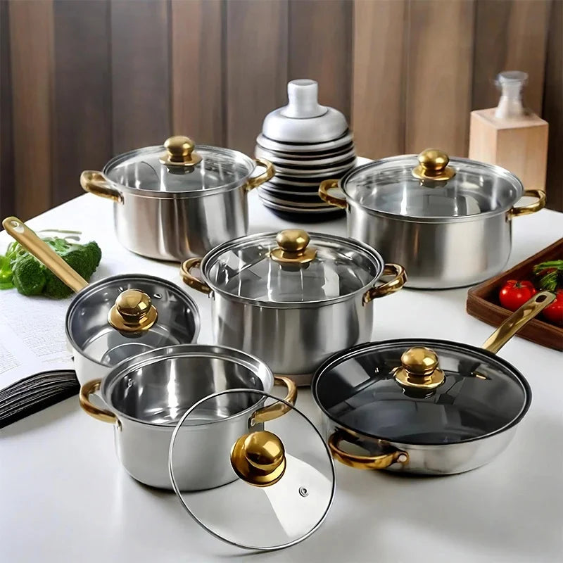 Stainless Steel Cookware Set Non Toxic With Stay Cool Handles Dishwasher Safe