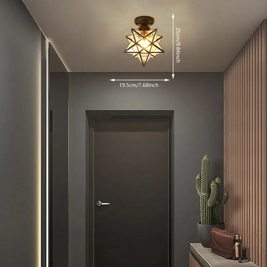 LOYALHEARTDY Star Ceiling Light With Glass Lampshade