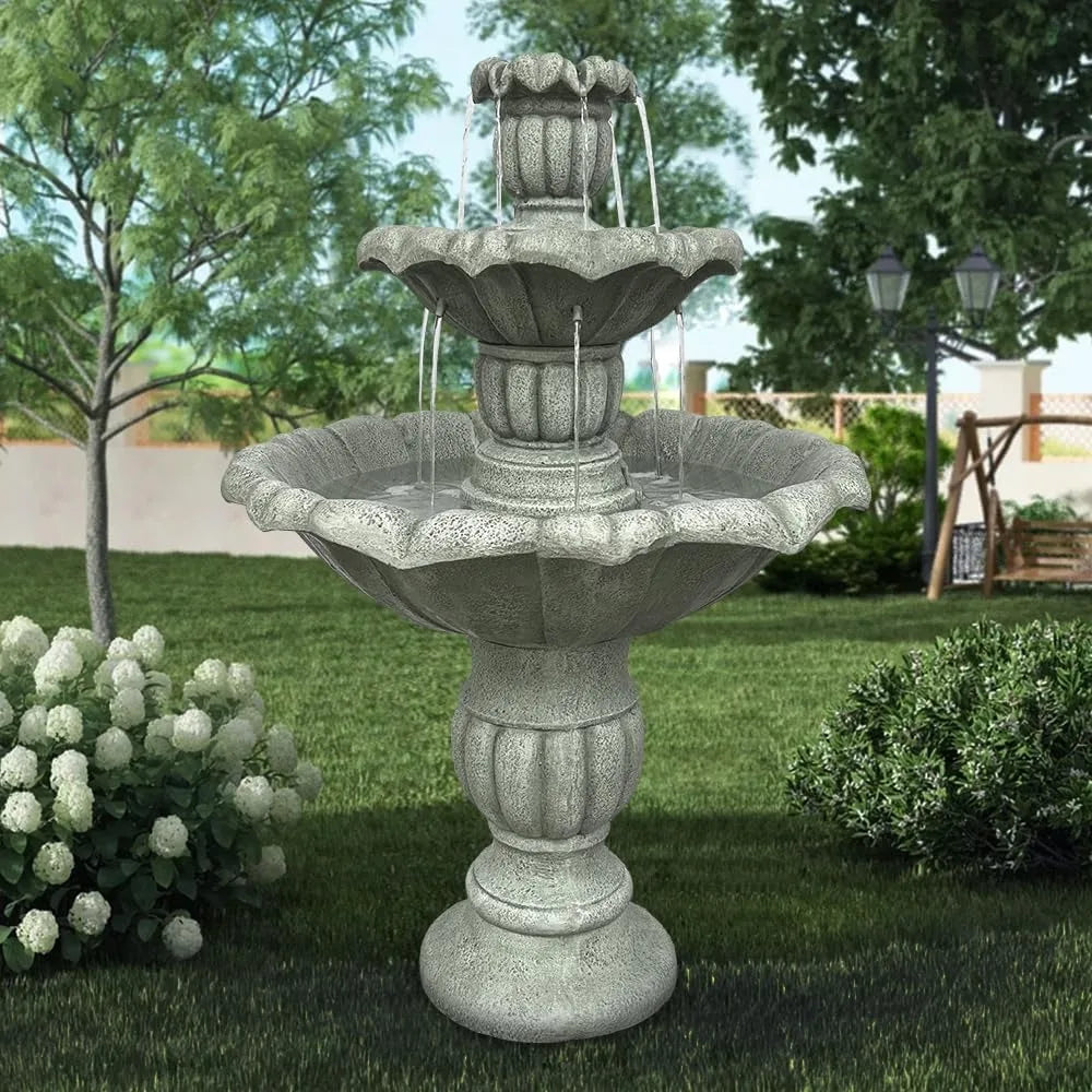 Watnature Birdbath Waterfall Fountain 3 Tier Pagoda Outdoor