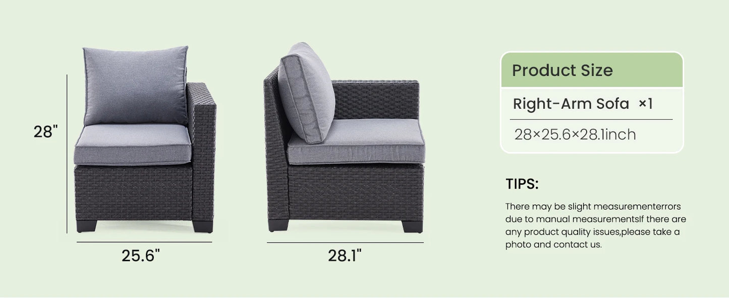 Patio Sectional Sofa Set With Ottoman Outdoor Furniture