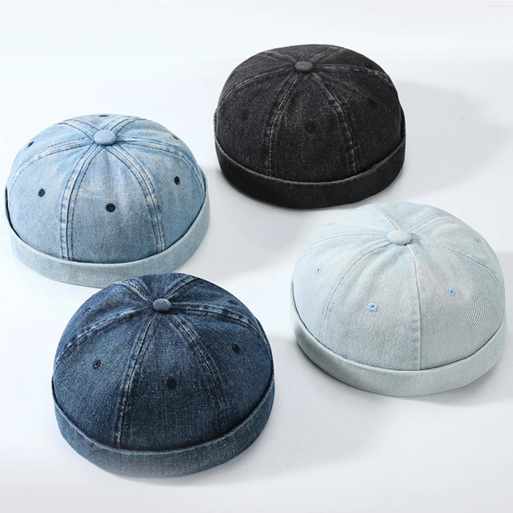 Brimless Skullies Cap Vintage Cotton Beanie for Men