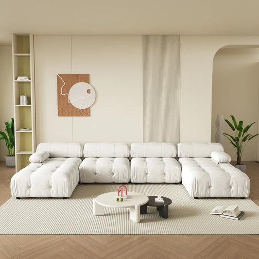 Sdorens Velvet U-Shaped Modular Sectional Sofa With Ottomans